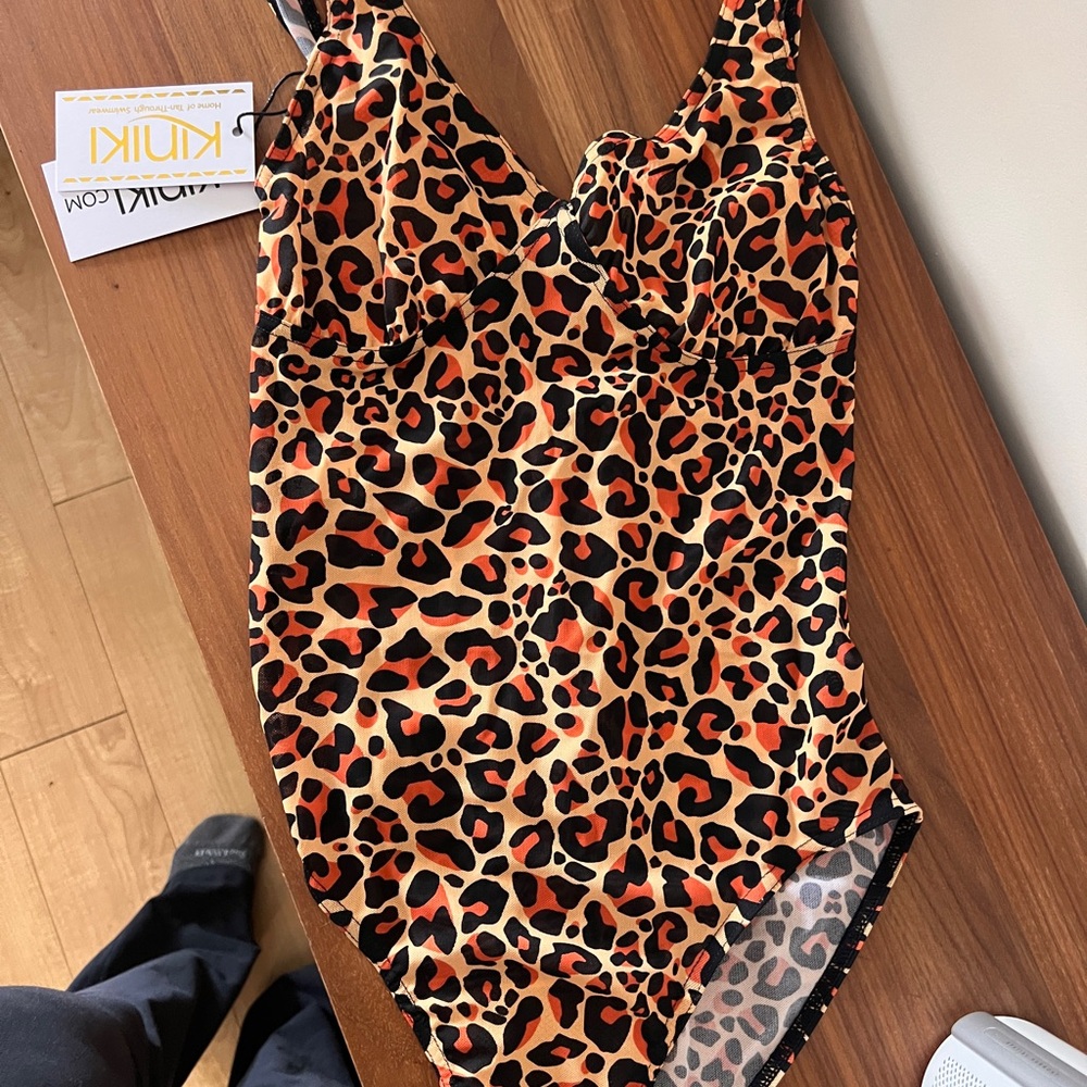Kiniki TAN THROUGH Animal Print One-Piece Swimsuit Size 10 (US Size 6) NWT